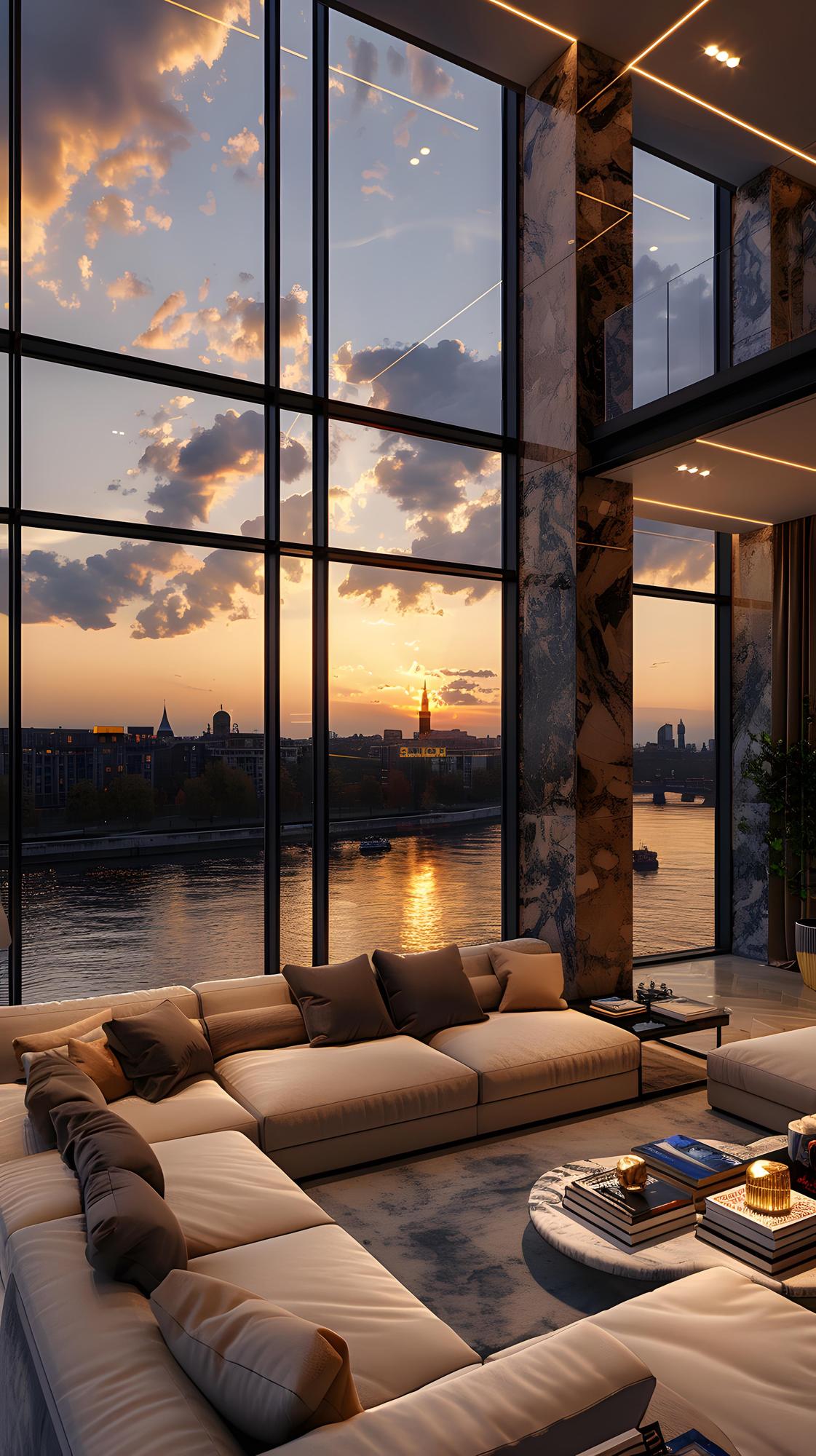 luxury living room with large windows